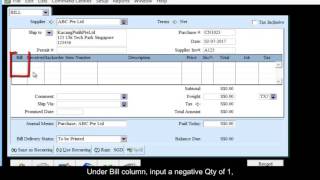 How to record supplier's credit note and apply to Open Bills