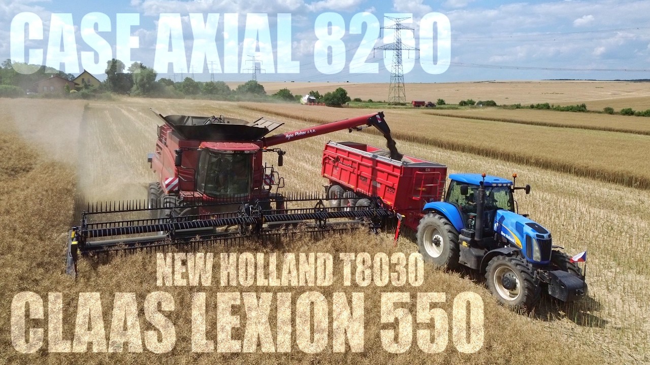 AXIAL 8250 & LEXION 550 With NEW HOLLAND T8030 Canola Harvest!!!