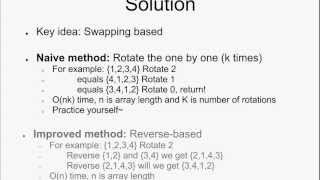 Programming Interview 41: Rotate an array by k positions in place (without using extra memory)