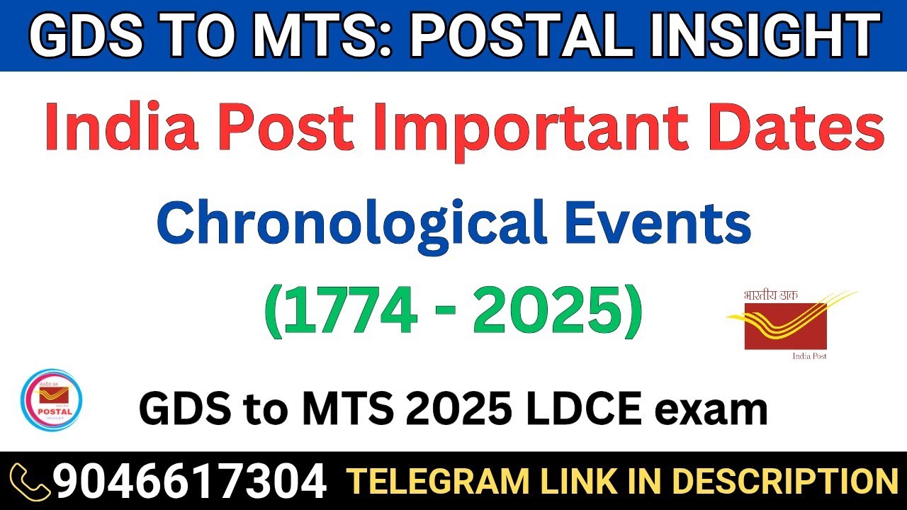 India Post Important Dates (Chronological Events) | GDS to MTS exam | Postal Insight | DoP
