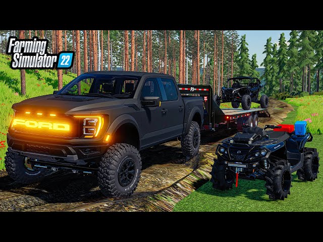 ALL BLACKED OUT MUDDING SETUP! (LIFTED TRUCK + RZR) | FS22 class=