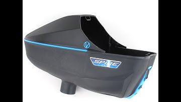 Virtue Spire 260 Paintball Loader Shell 360 View - Black with Cyan