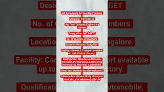 Hiring Volvo Buses Job Role Graduate Engineering Trainee