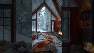 Snowy Serenity, Warmth, Comfort / Nature's Beauty in Perfect Harmony / Rustic Wooden Roof / #shorts