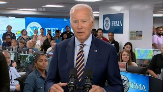 Biden visits FEMA headquarters to thank workers for their disaster response