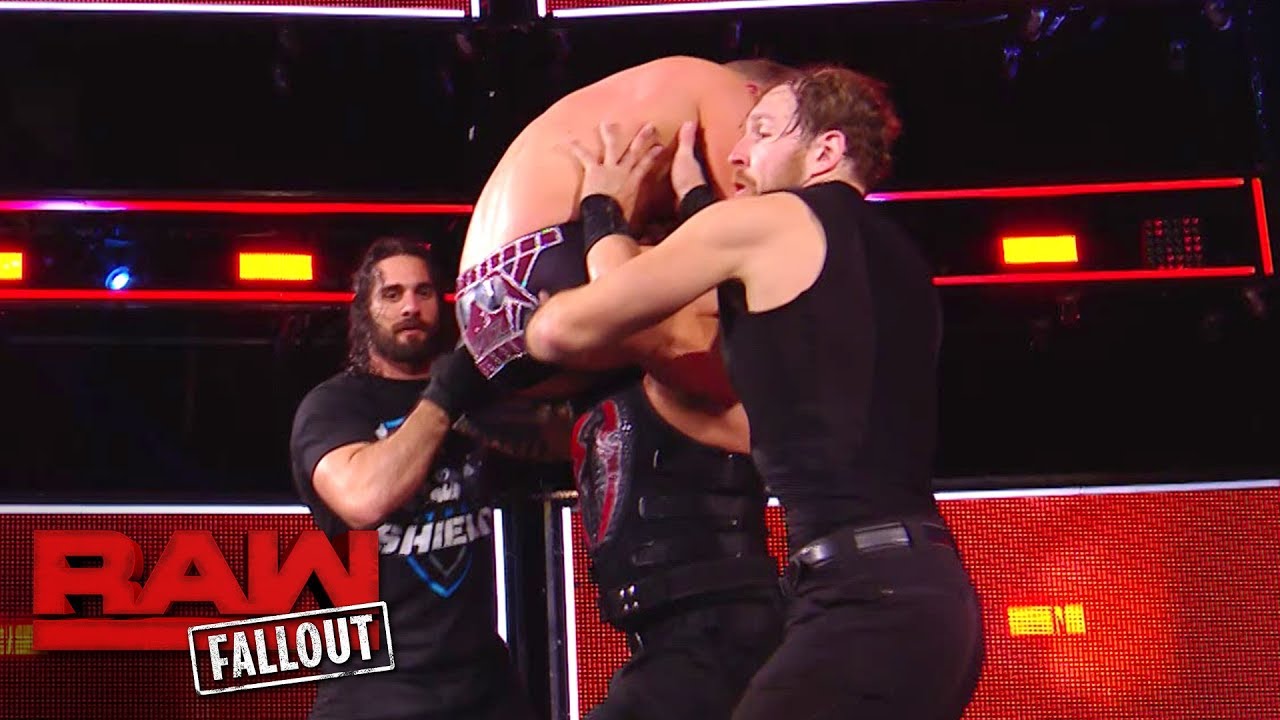 The Shield Drives The Miz Through The Announce Table After Raw