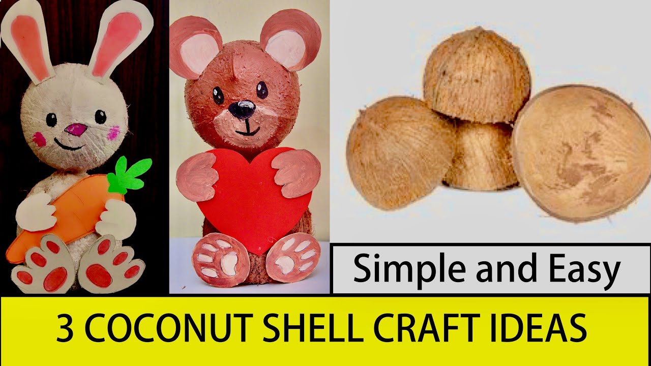 3 Easy Coconut Shell craft ideas | How to make Coconut shell Wall hanging | DIY Craft ideas (easy)