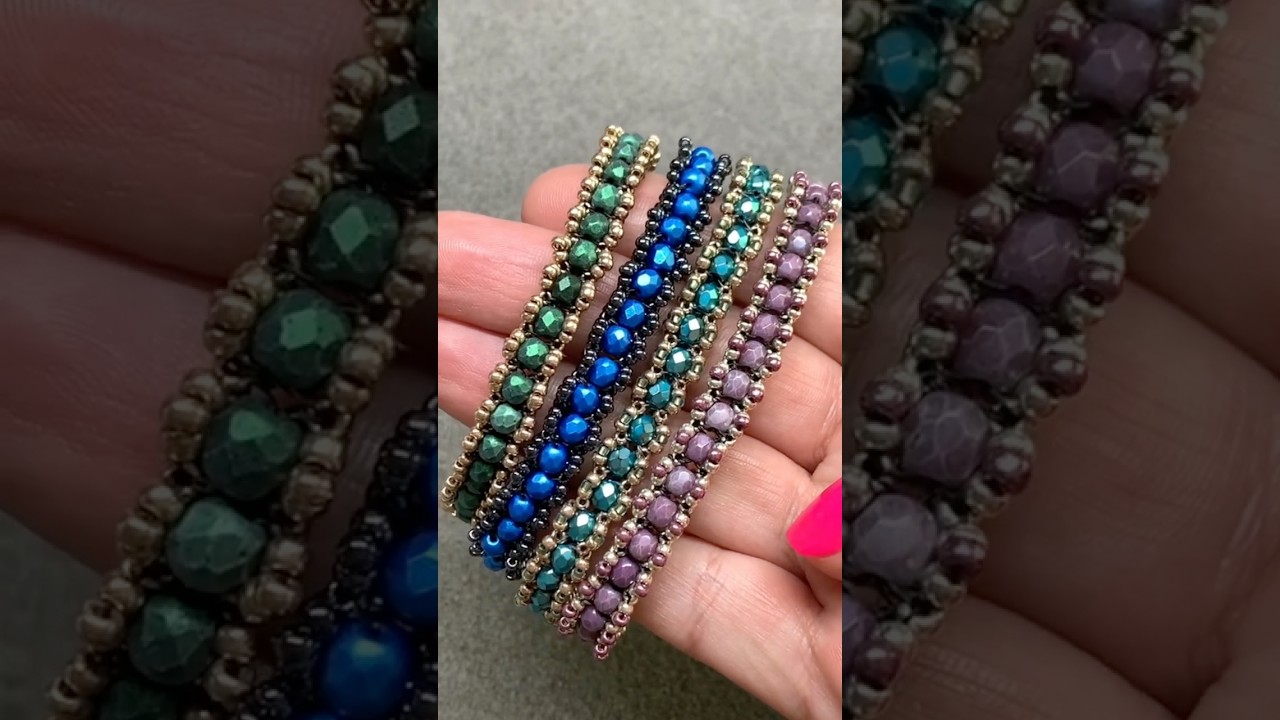 DIY Bangle with Fire-Polished and Seed Beads ✨ #jewelry #beadedbracelet