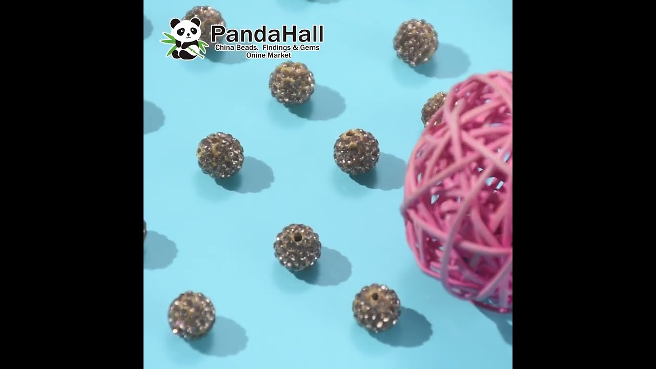 Pave Disco Ball Beads, Polymer Clay Rhinestone, Round, Light Colorado Topaz, 10mm 