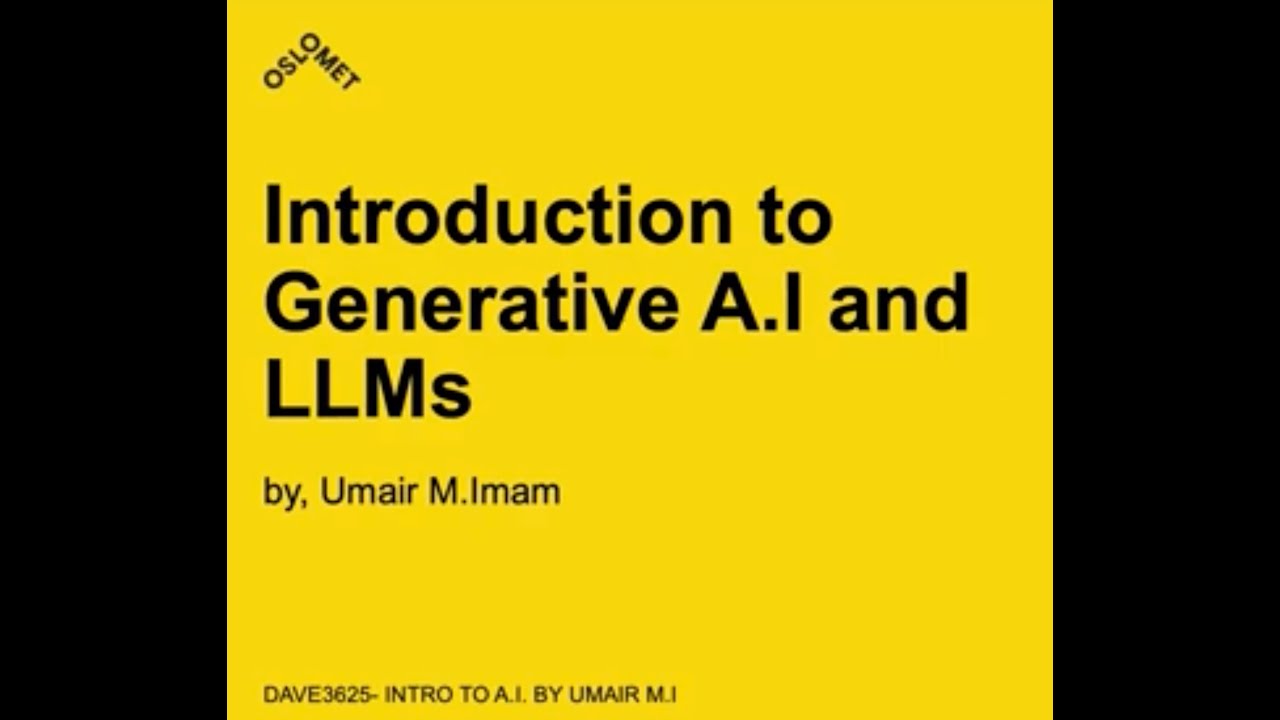 Generative AI and Large language models - YouTube