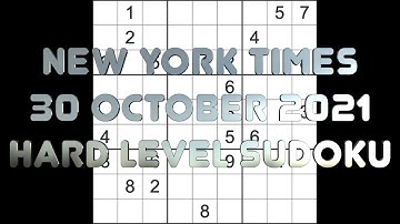 Sudoku solution – New York Times sudoku 30 October 2021 Hard level