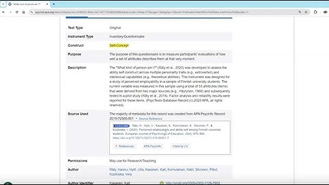 APA PsycTests on APA PsycNet