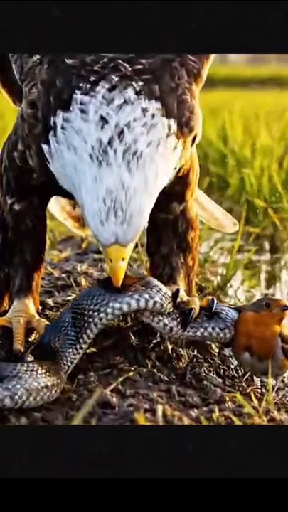 an eagle attacks a snake wrapped around a bird #aegle #wildlife #snake #birds