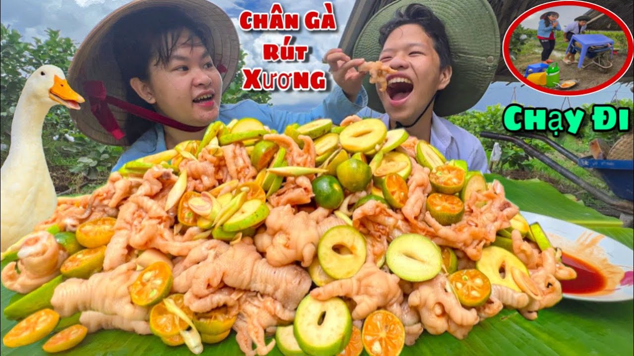 Làm Chân Gà Rút Xương Trộn Sốt Thái Khổng Lồ Giữa Đồng Miễn Phí Nhưng Không Một Bóng Người