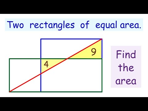 97) Two intersecting rectangles have equal areas. Find area of each rectangle.