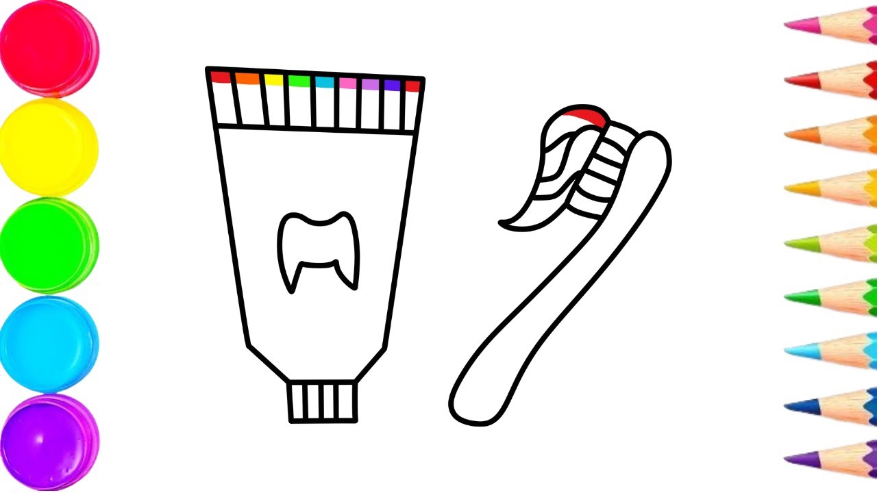 How to Draw and Paint a Colorful and Rainbow Tooth Paste || 