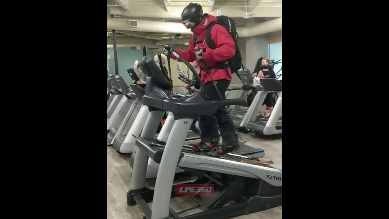 Cross country skier on treadmill