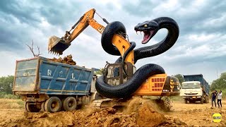 Giant Black Snake Attacks Excavator! 😱 Real Monster Caught on Camera