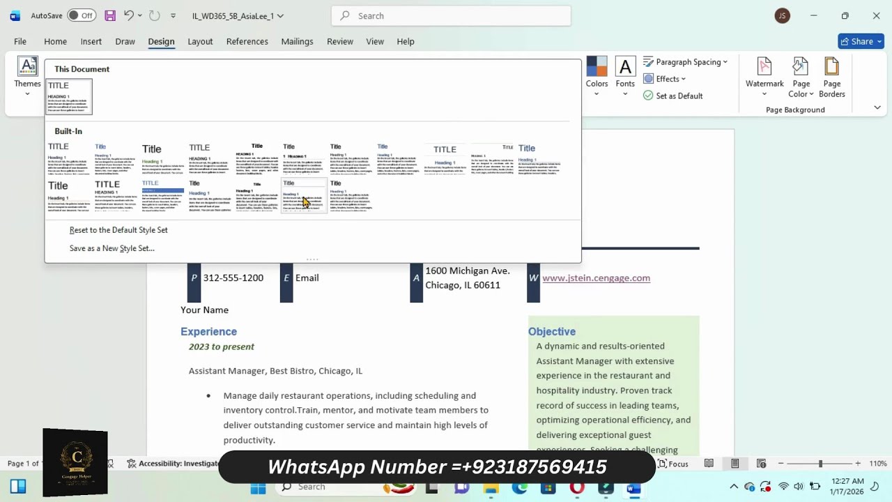 Shelly Cashman Word 365 | Module 5: SAM Project B Ellis Personnel