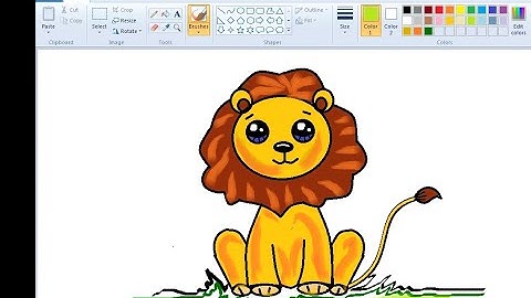 How to Drawing Cute Lion in Ms Paint tutorial step by step