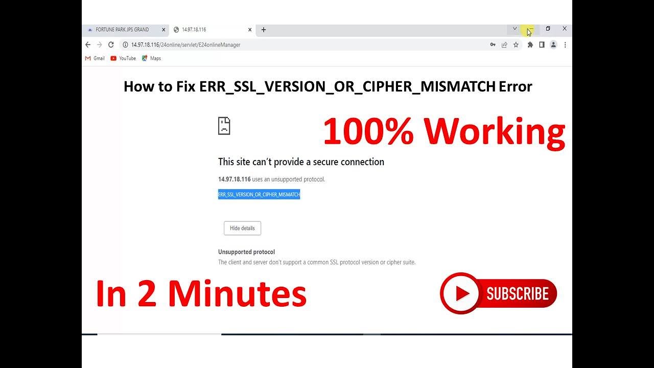 How to Fix ERR_SSL_VERSION_OR_CIPHER_MISMATCH Error | Only 2 Minutes ...