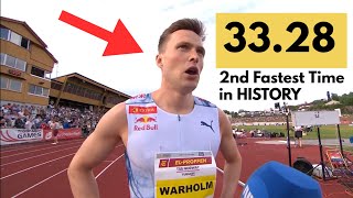 Karsten Warholm just misses his world 300m hurdles best with 33.28 in Bergen #karstenwarholm