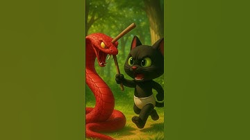 Mèo con đối mặt với con rắn đỏ #shorts #cat #ai #meow #meo