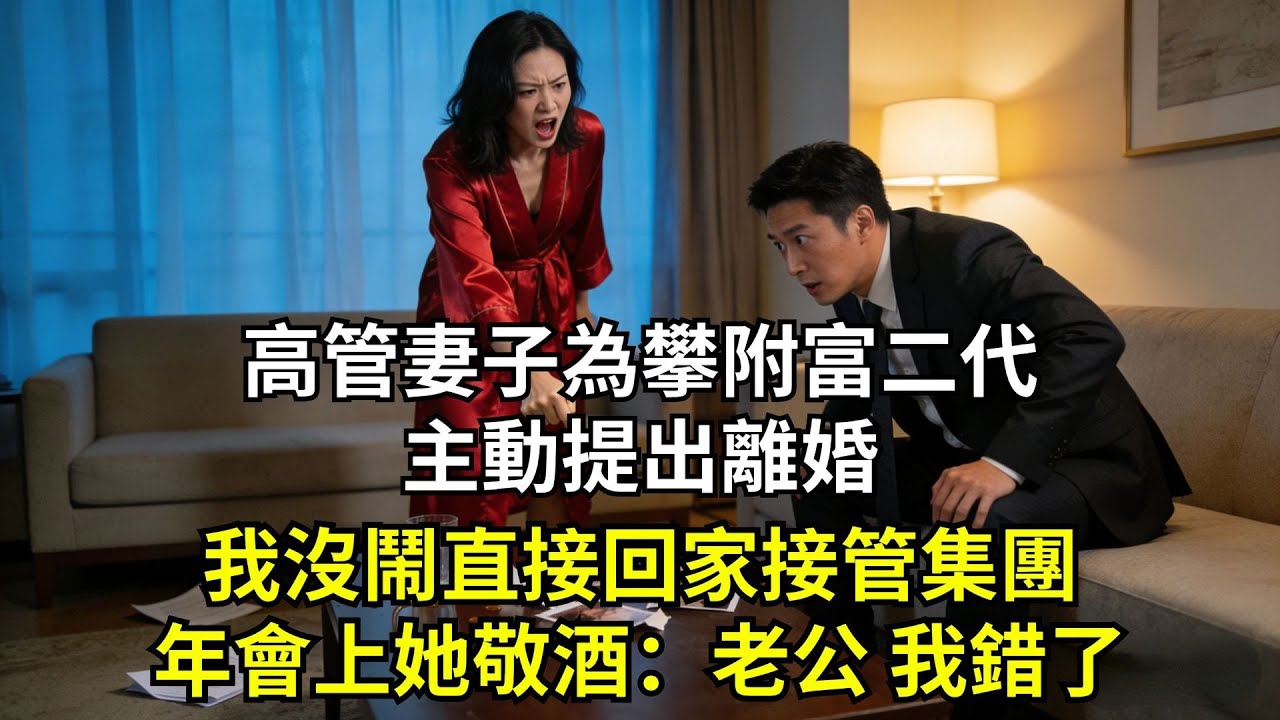 高管妻子為攀附富二代，主動提出離婚，我沒鬧直接回家接管集團，年會上她敬酒：老公 我錯了