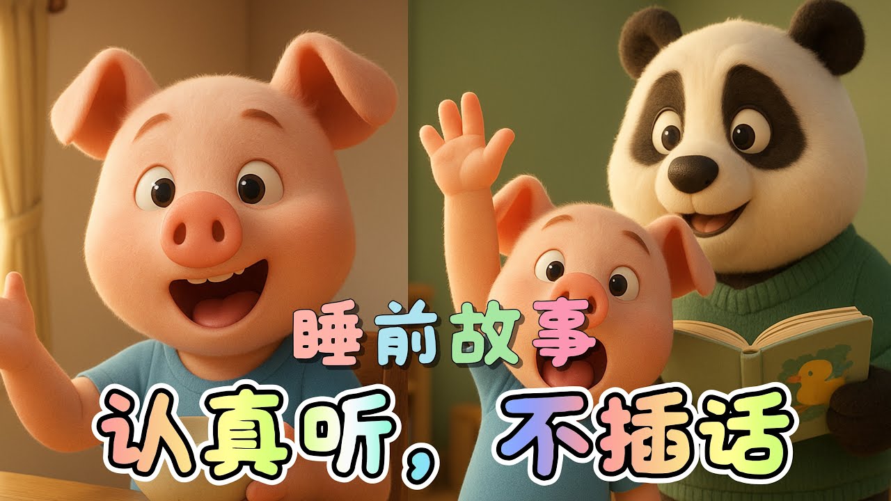 睡前故事|小猪噜噜学会认真听不插话|幼儿园礼仪与情商培养|亲子共读好习惯故事|儿童启蒙绘本动画|Pixar style kids ...