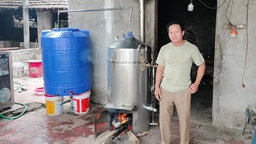 Nồi Hơi Nấu Rượu bằng củi bếp gắn liền thân nhanh như điện