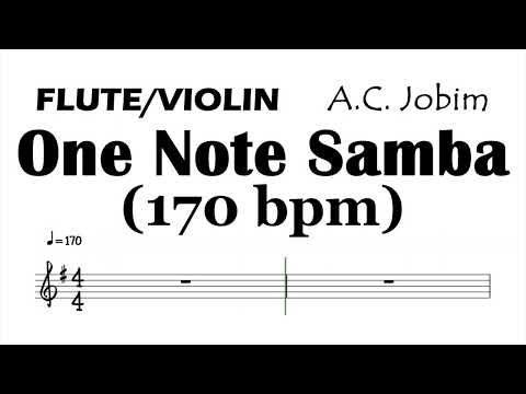 ONE NOTE SAMBA 170bpm Flute Violin Sheet Music Backing Track Play Along Partitura