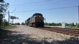 Short Fast moving CSX I038 Double Stack Train NB with Buddy Driving