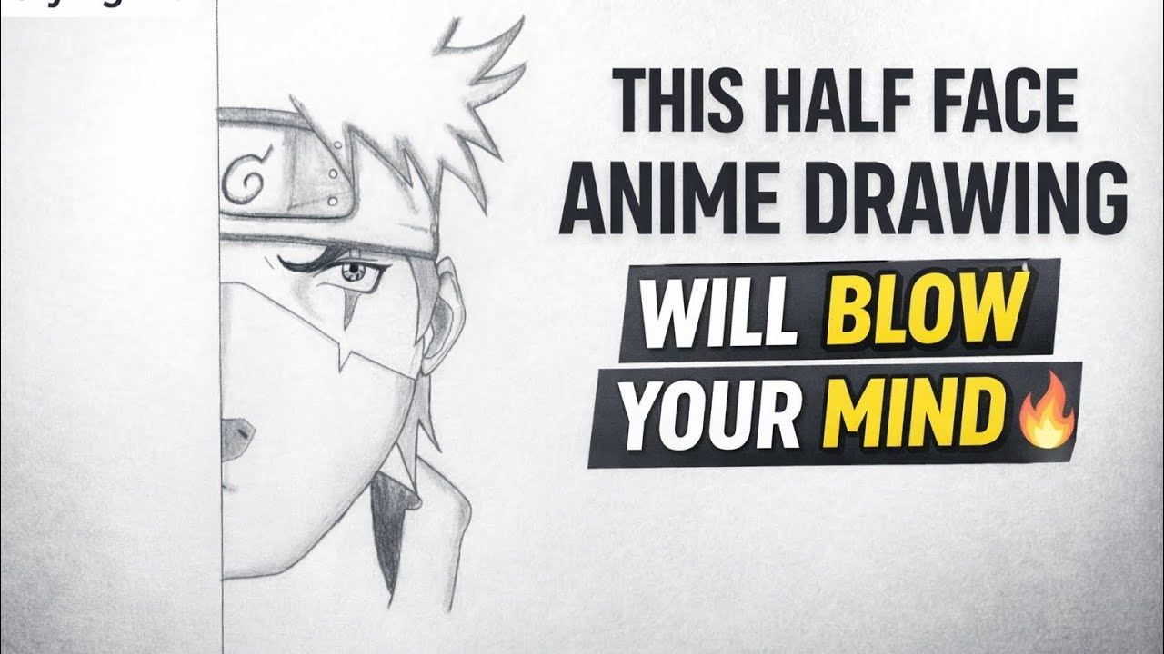 Этот рисунок аниме с половиной лица вас просто поразит 🔥 Рисунок карандашом
