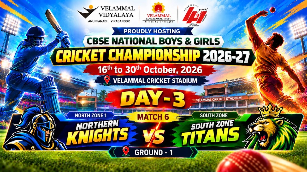Day - 3 | Ground - 1 CBSE National | Girls Cricket Championship 2026–27 Velammal Cricket Tournament