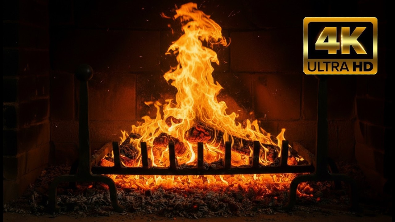 🔥 Cozy Fireplace 4K 24 Hours with Real Burning Logs & Gentle Crackling Sounds