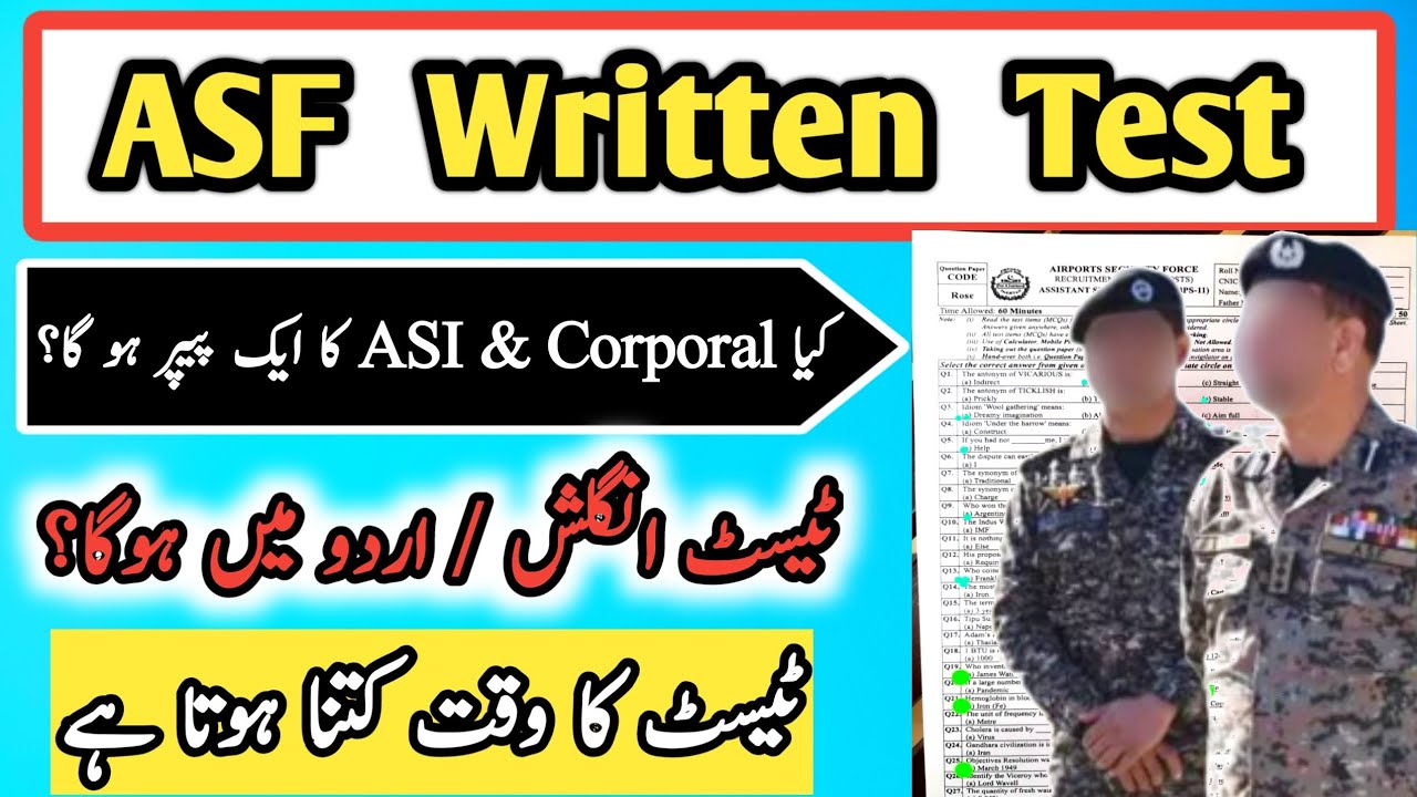 ASF written test Update ASI Corporal Paper timing 