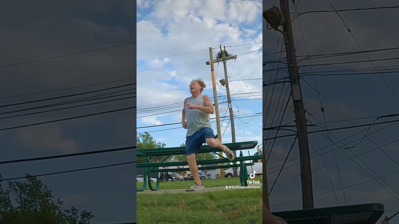 Extreme Footbag Athlete does Blind 360 Stunt Off Table