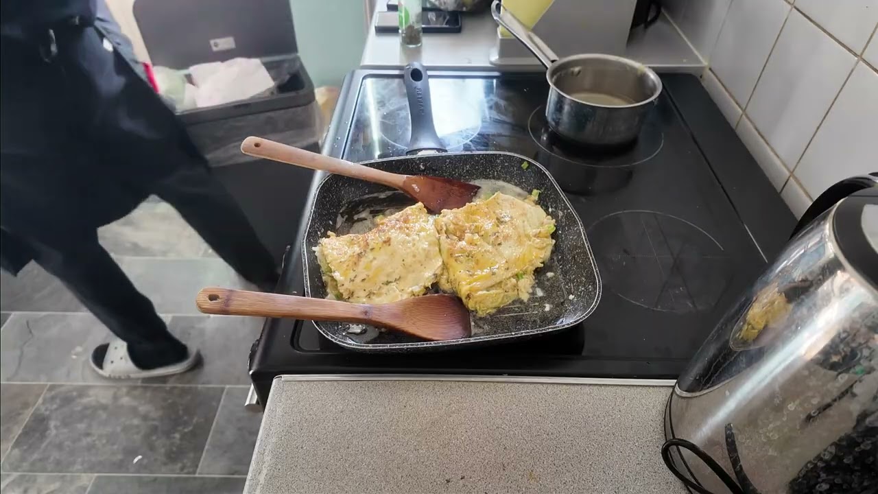 Frying an omelette