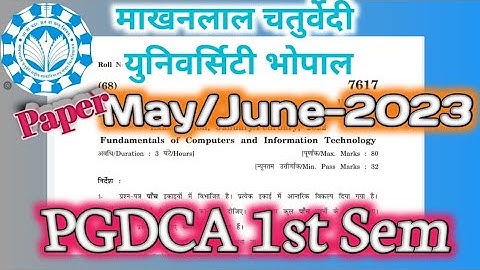 PGDCA 1st sem fundamental of computer and information technology Paper May/June-2023