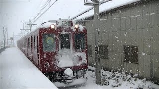 養老鉄道600系602F大垣行き 大雪の北池野駅入線