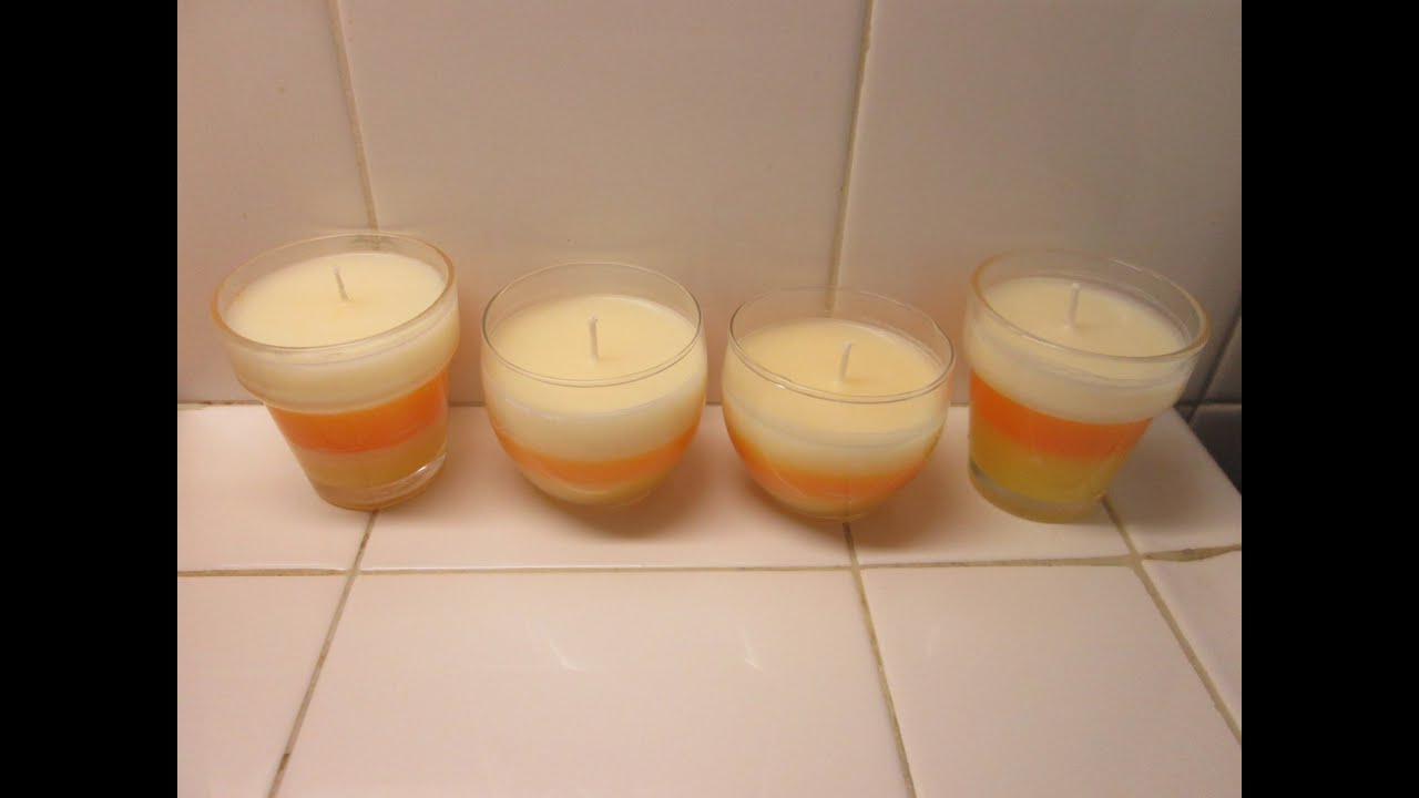 DIY NO WAX CANDY CORN CANDLES - YouTube