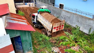 Best Action Dump Truck And D20P Bulldozer Working & Landfill In Fence 30 X 40 Meter Complete Full