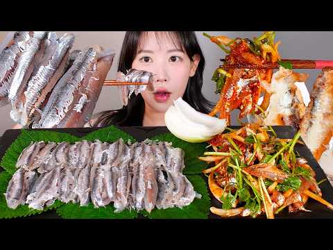 제철 한 접시🐟💕 생멸치회, 생멸치무침, 생멸치튀김 먹방 Raw Anchovy  [eating show] mukbang korean food
