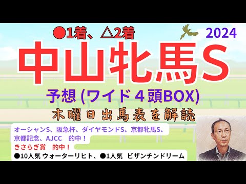 【中山牝馬ステークス】(●1着、△2着)木曜日出馬表から導き出せた馬は!? 「中山牝馬ステークス2024 ワイド4頭BOX予想」