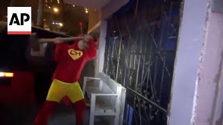 Police officer dressed as cartoon hero leads drugs raid in Peru
