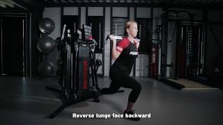 Exercise 2.2 lower body cookbar2 reverse lunge face backward | Keiser Europe