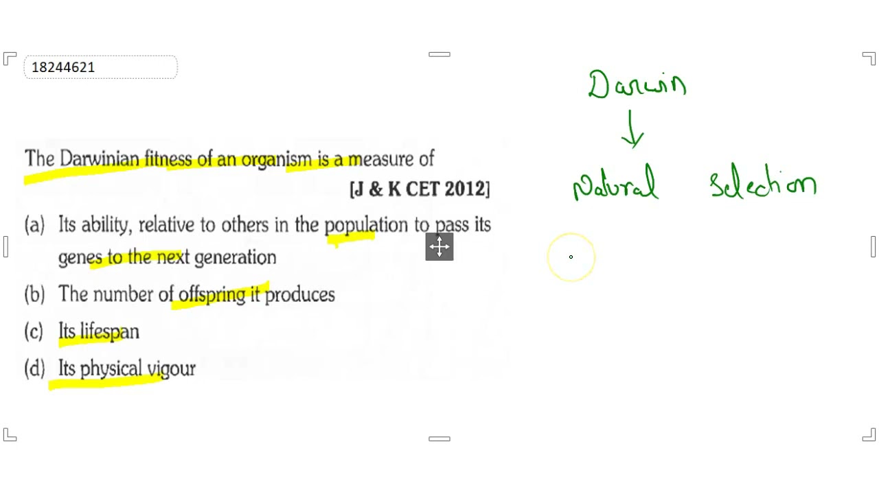 The Darwinian fitness of an organism is a measure of | 12 | EVOLUTION | BIOLOGY | ERRORLESS | ...