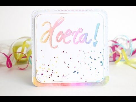 Rainbow Silhouette Brushscript letter DIY card / Hoera kaart in regenboogkleuren