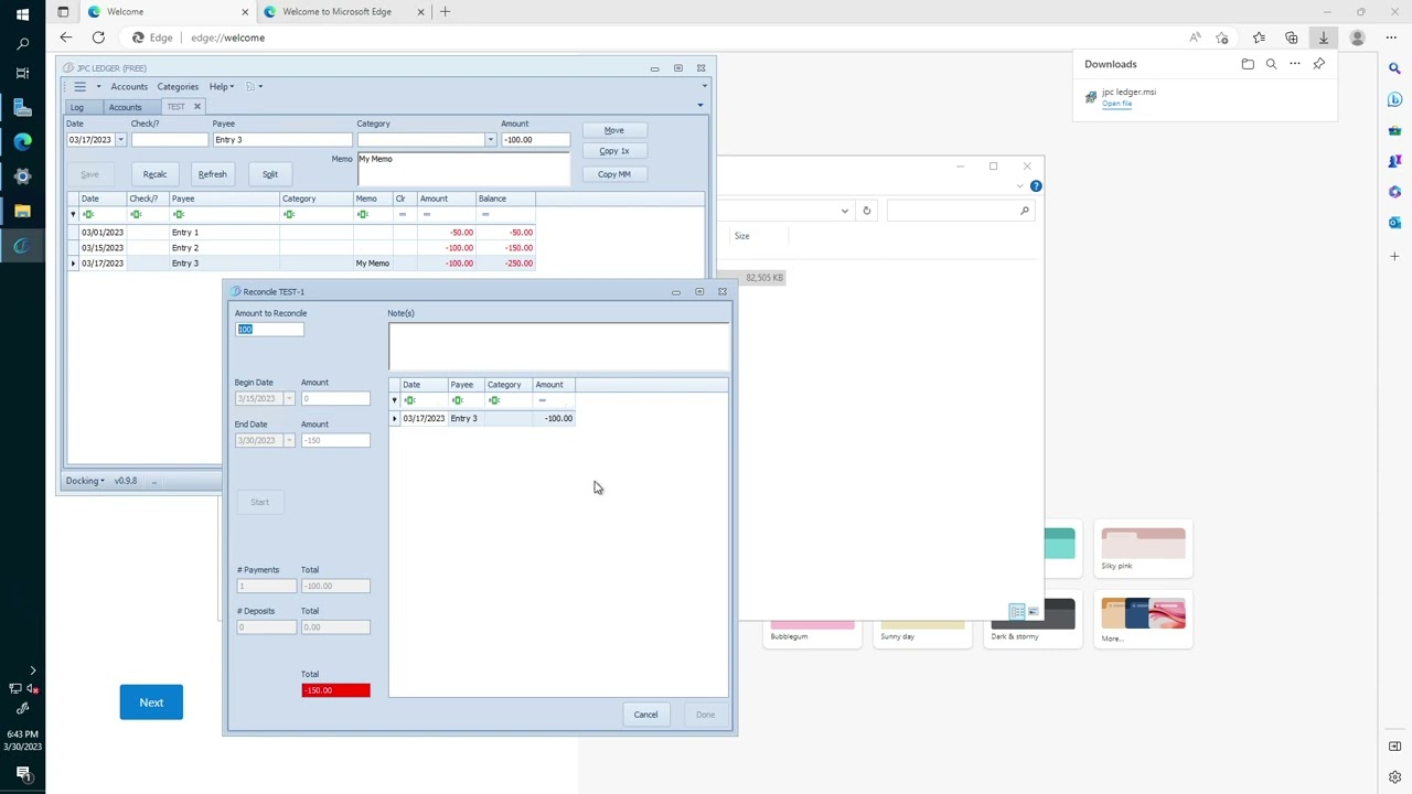 JPC LEDGER - reconciliation with FREE Quicken replacement (basic features)