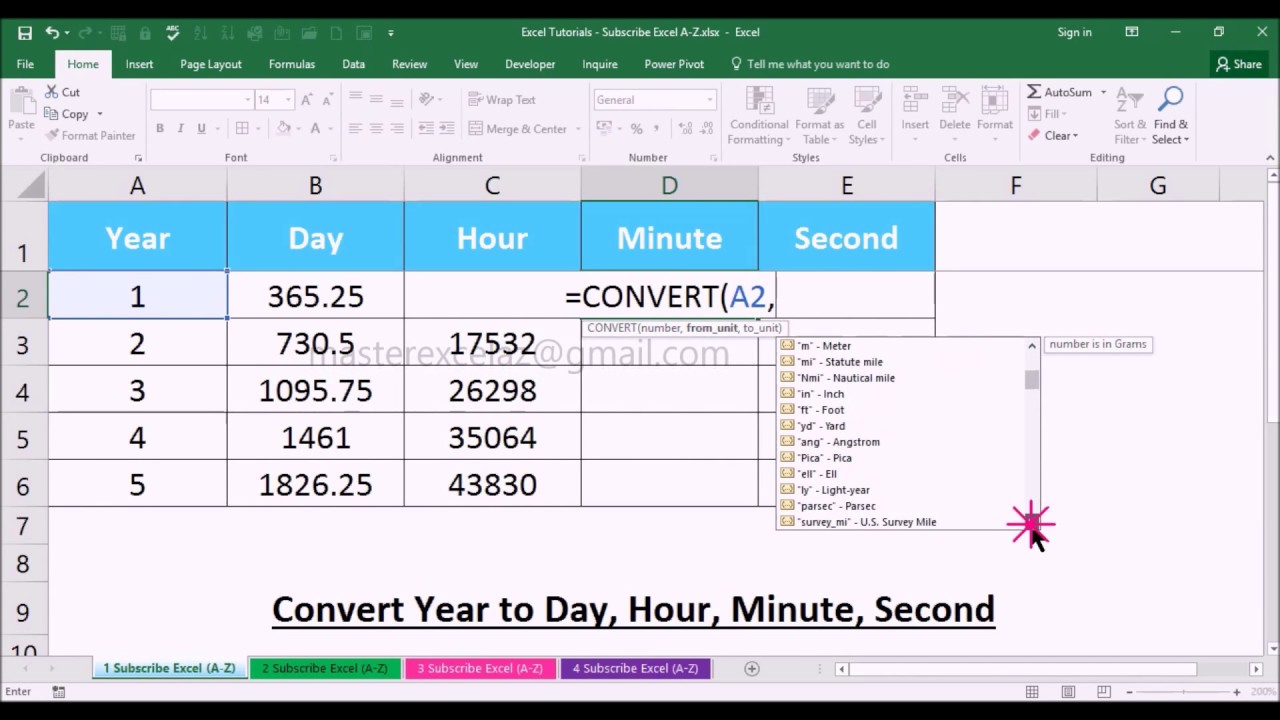 How To Convert Year To Day Hour Minute Second In Excel YouTube
